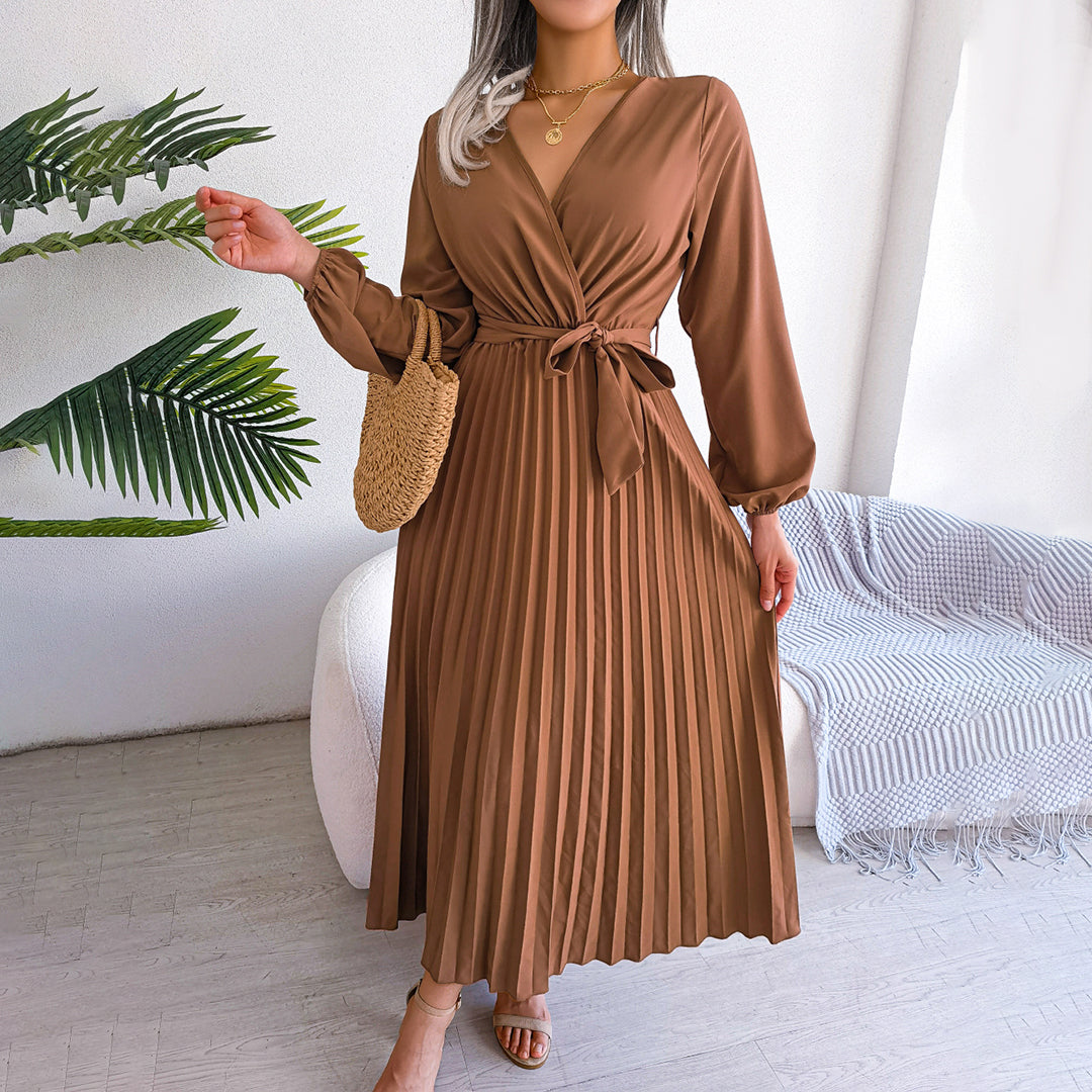 Elegante geplooide jurk met flatterende pasvorm – Dames