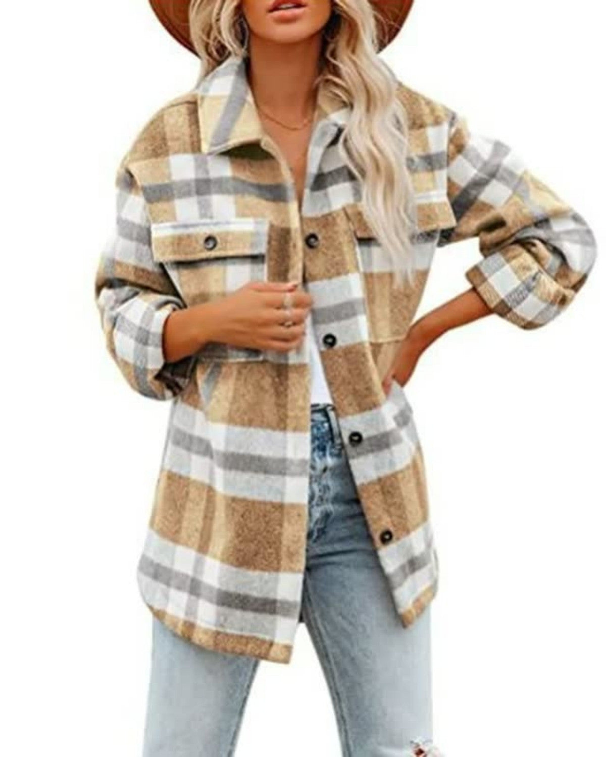 Comfortabele geruite zachte herfstjas – Dames
