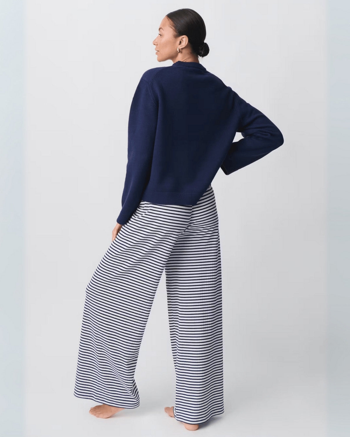Comfortabele gestreepte los vallende broek - Dames