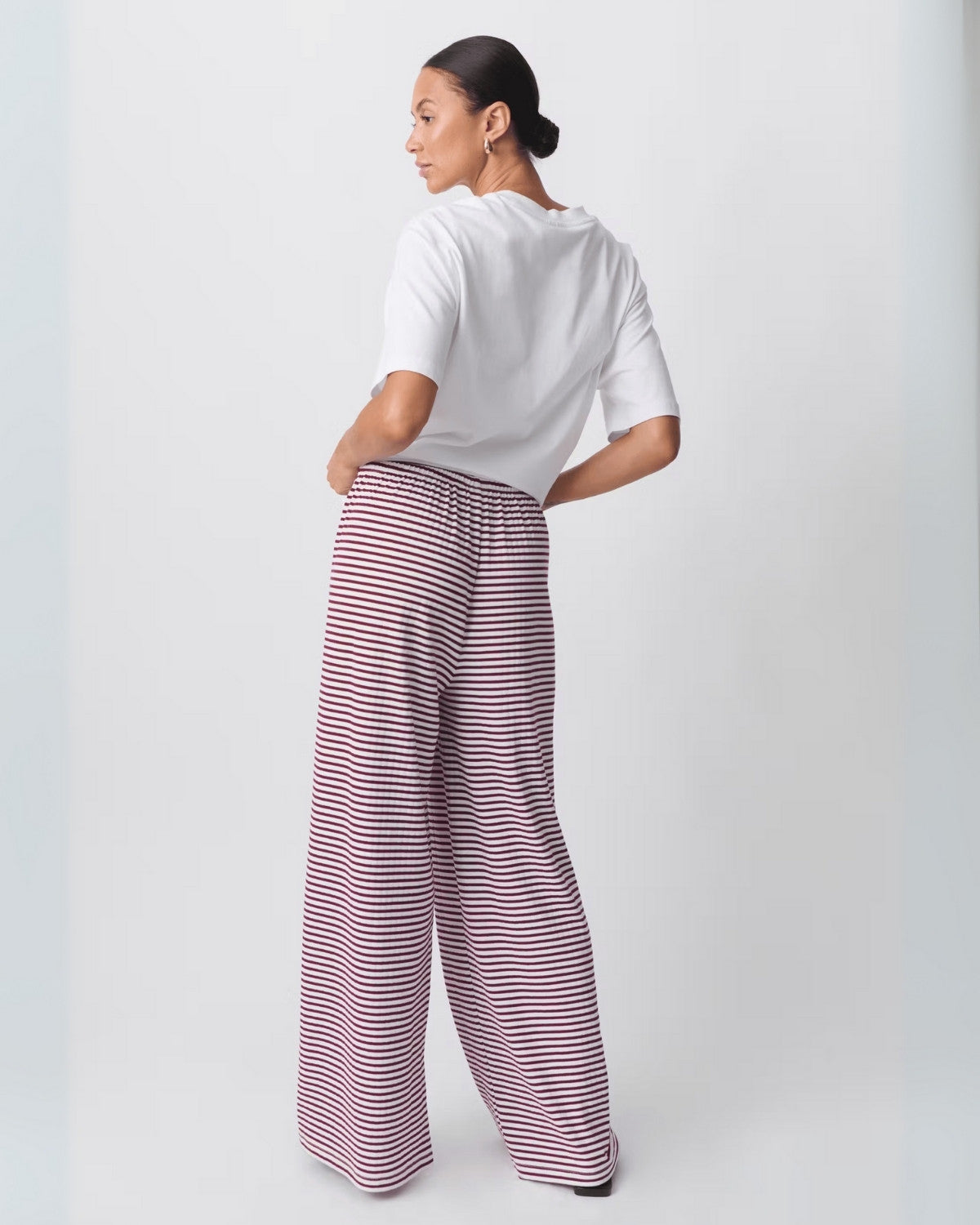 Comfortabele gestreepte los vallende broek - Dames