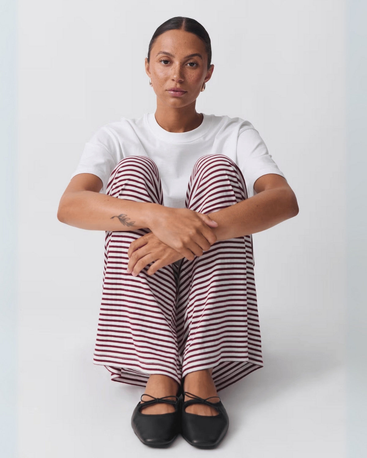 Comfortabele gestreepte los vallende broek - Dames