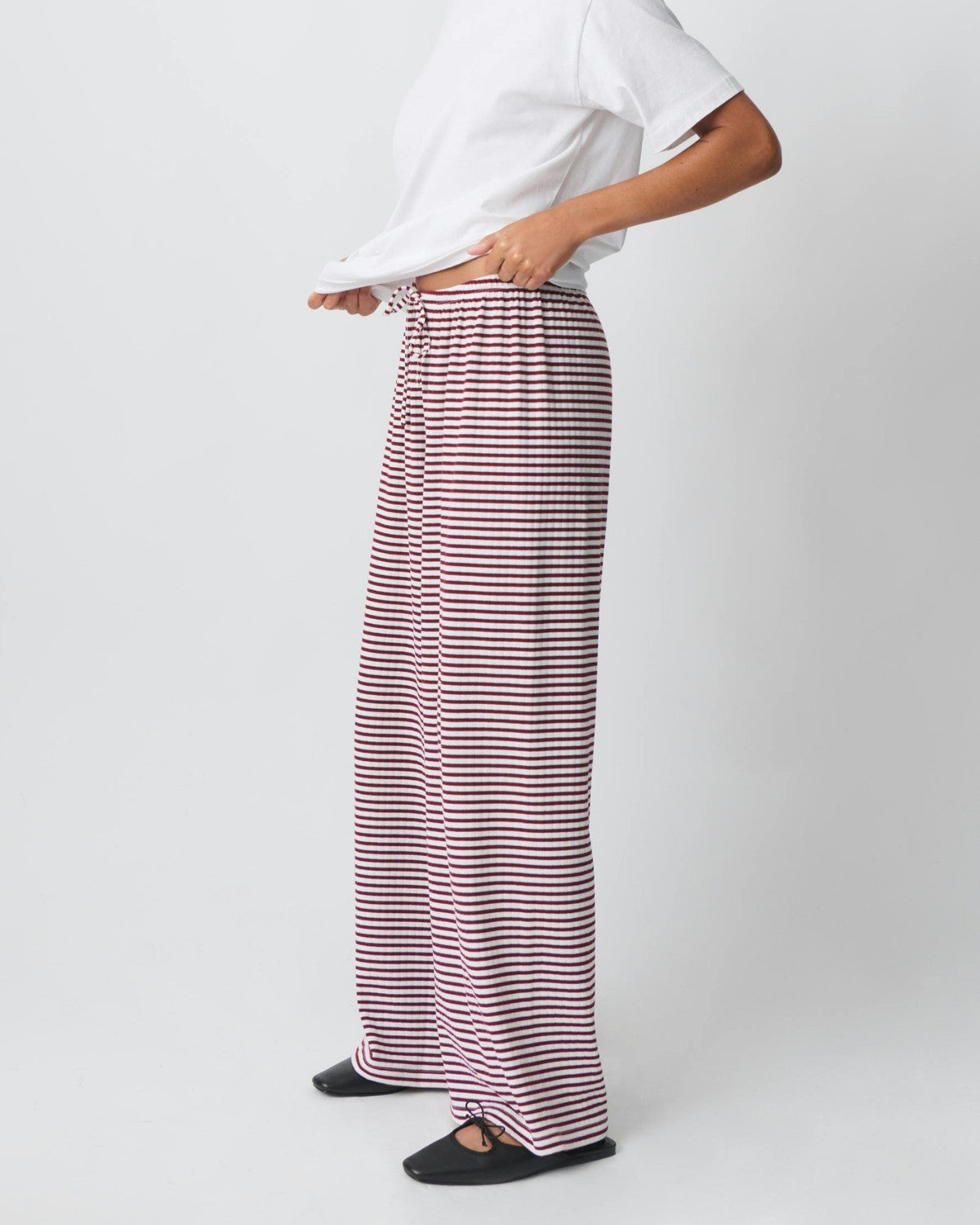 Comfortabele gestreepte los vallende broek - Dames