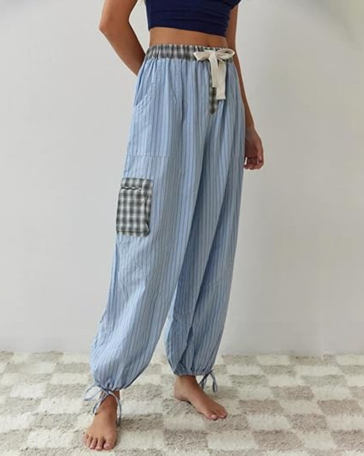 Comfortabele wijde geruite pyjamaset - Dames