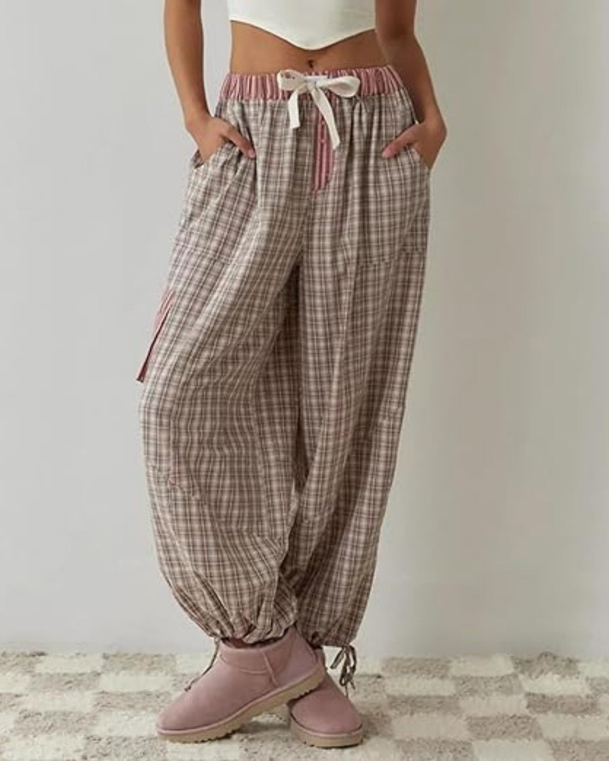 Comfortabele wijde geruite pyjamaset - Dames