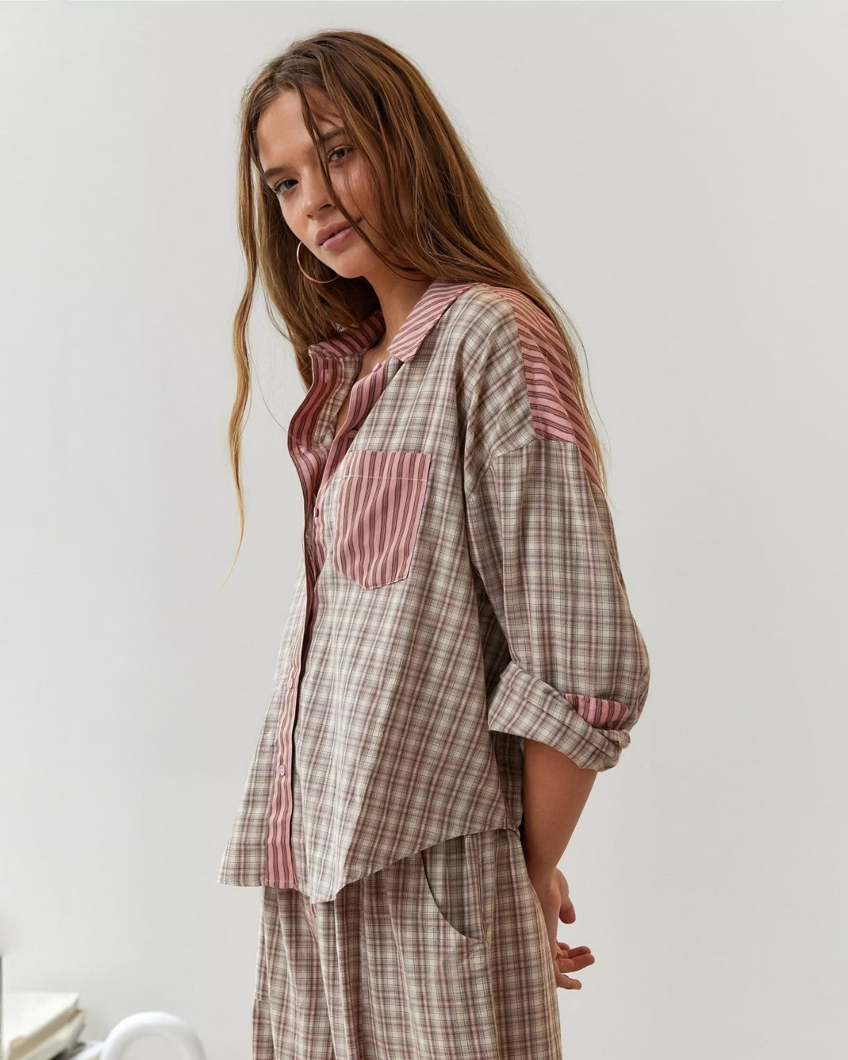 Comfortabele wijde geruite pyjamaset - Dames