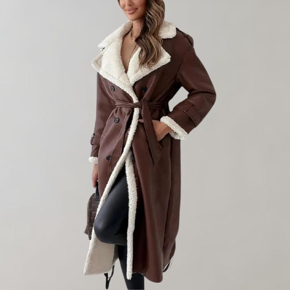 Lange elegante winterjas met gevoerde binnenkant – Dames