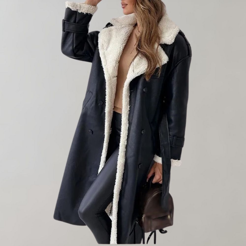 Lange elegante winterjas met gevoerde binnenkant – Dames