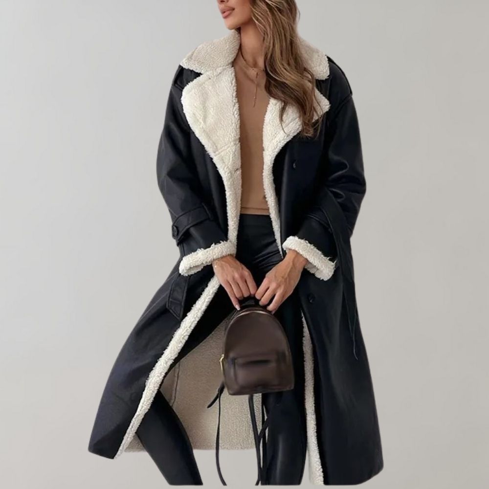 Lange elegante winterjas met gevoerde binnenkant – Dames