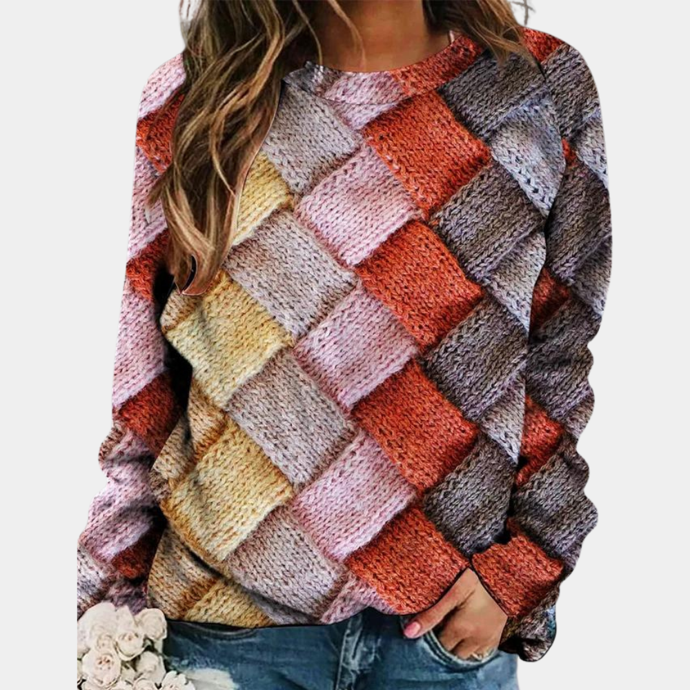 Comfortabele trui met kleurrijke print en zachte stof – Dames