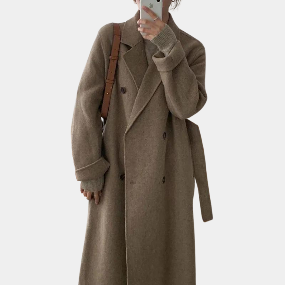 Lange winterjas met dubbele knopen en tijdloze elegantie – Dames