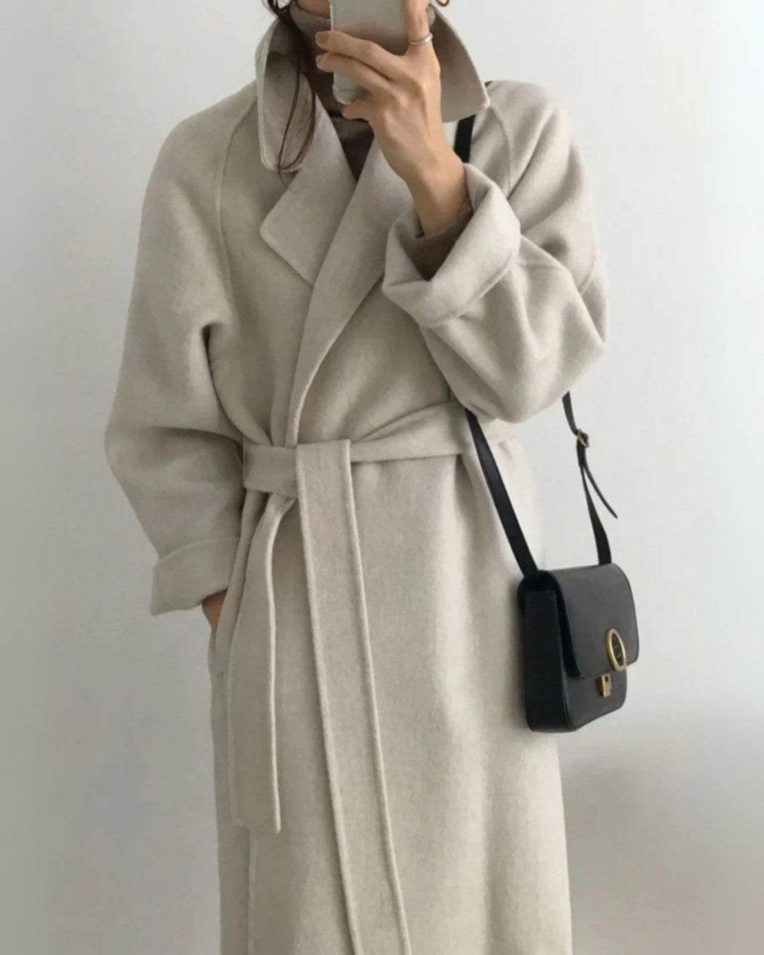 Elegante comfortabele lange wollen winterjas – Dames