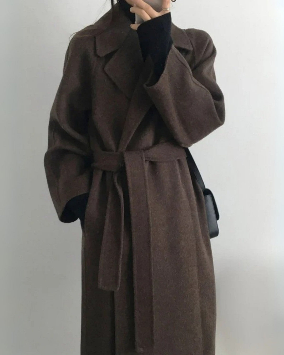 Elegante comfortabele lange wollen winterjas – Dames