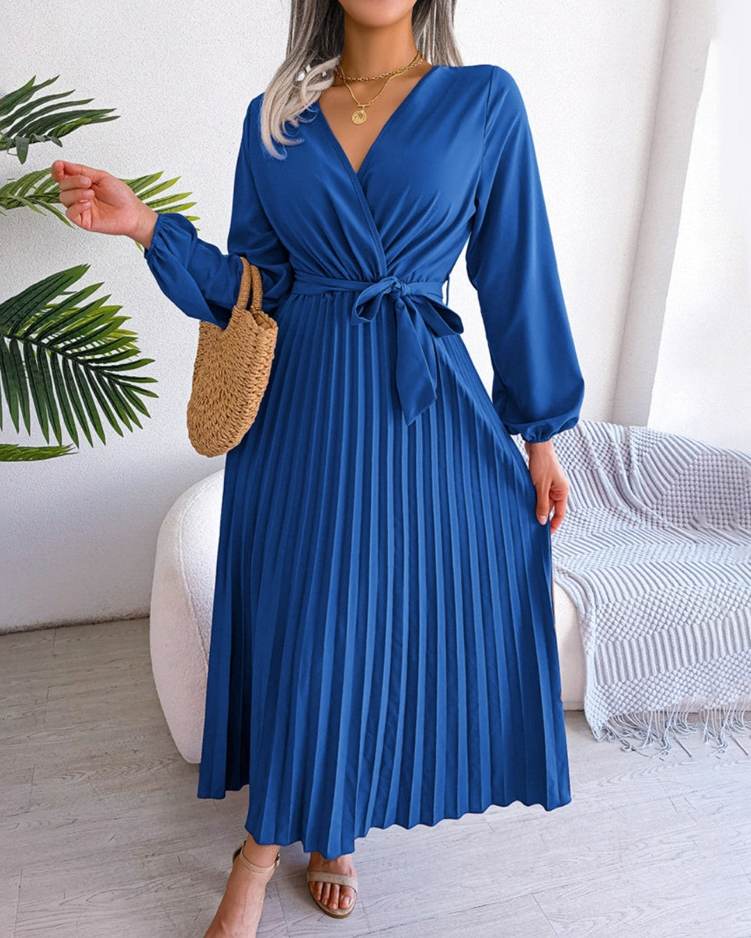 Elegante geplooide jurk met flatterende pasvorm – Dames