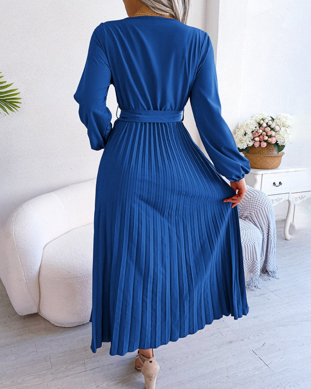 Elegante geplooide jurk met flatterende pasvorm – Dames