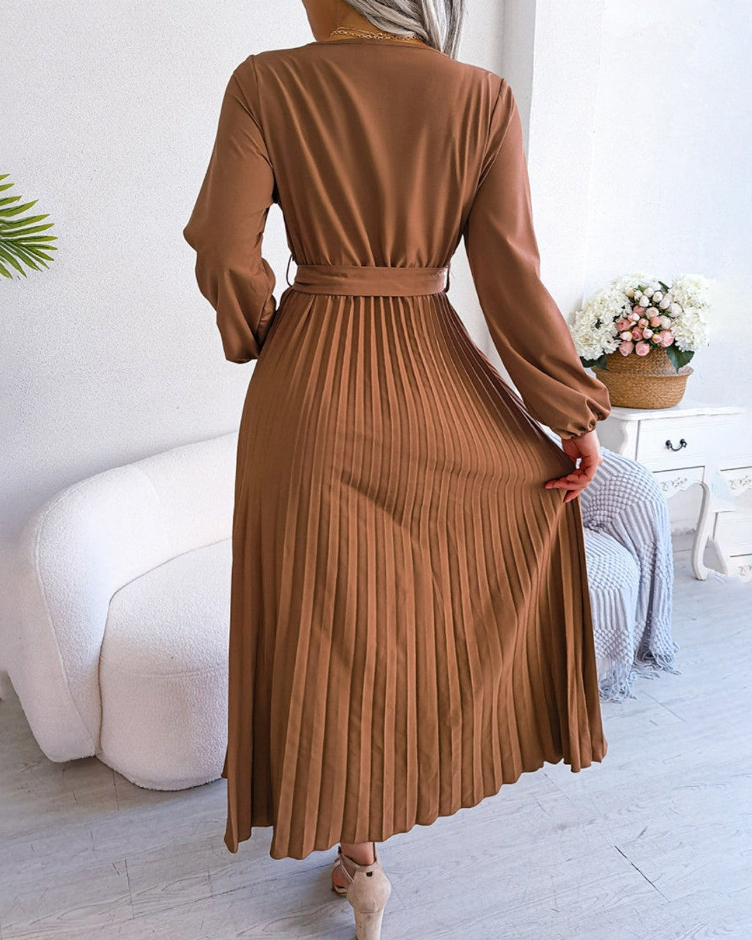 Elegante geplooide jurk met flatterende pasvorm – Dames