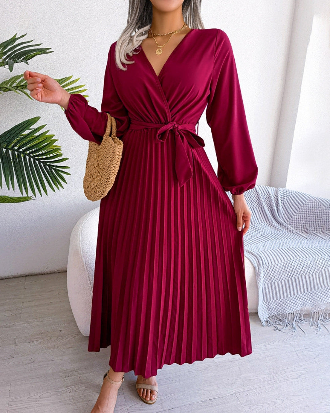 Elegante geplooide jurk met flatterende pasvorm – Dames