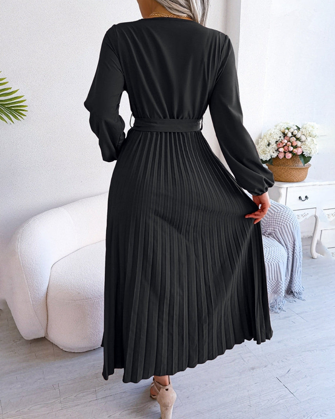 Elegante geplooide jurk met flatterende pasvorm – Dames