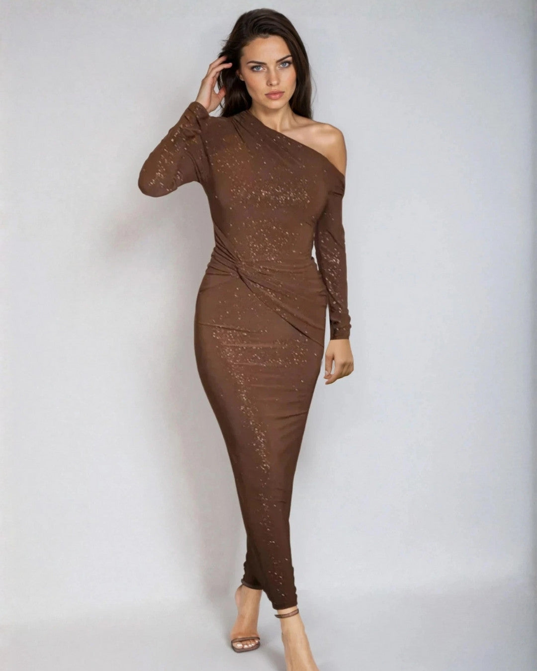 Elegante glitter maxi feestjurk met flatterende pasvorm – Dames