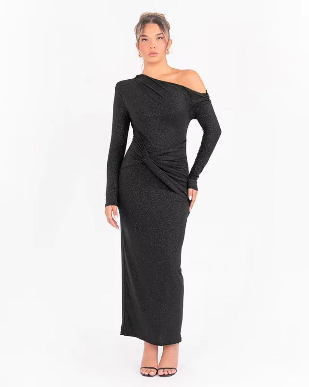 Elegante glitter maxi feestjurk met flatterende pasvorm – Dames