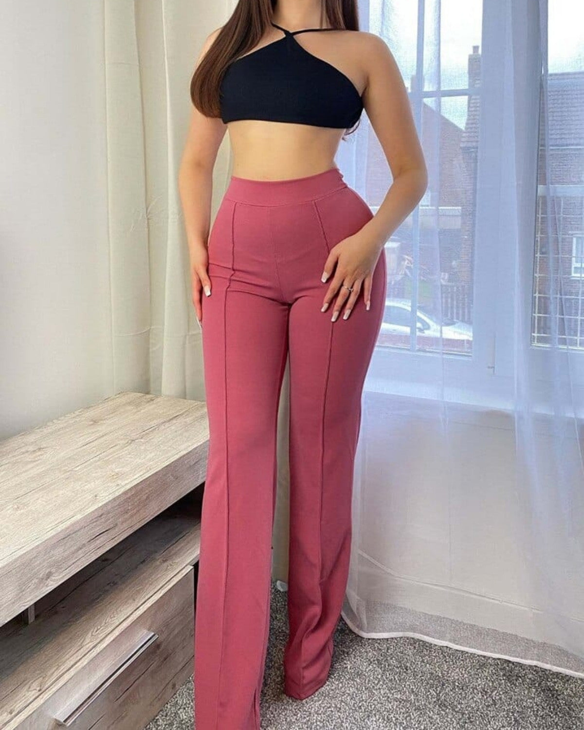 Elegante hoge taille uitlopende broek voor elke gelegenheid - Dames