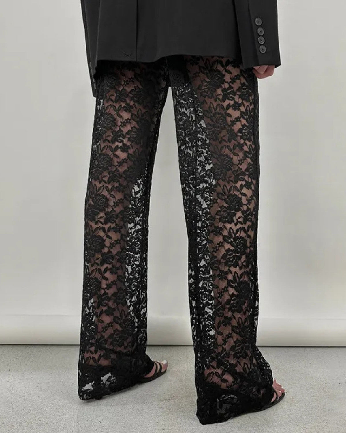 Elegante kanten broek met stijlvolle rechte pasvorm - Dames