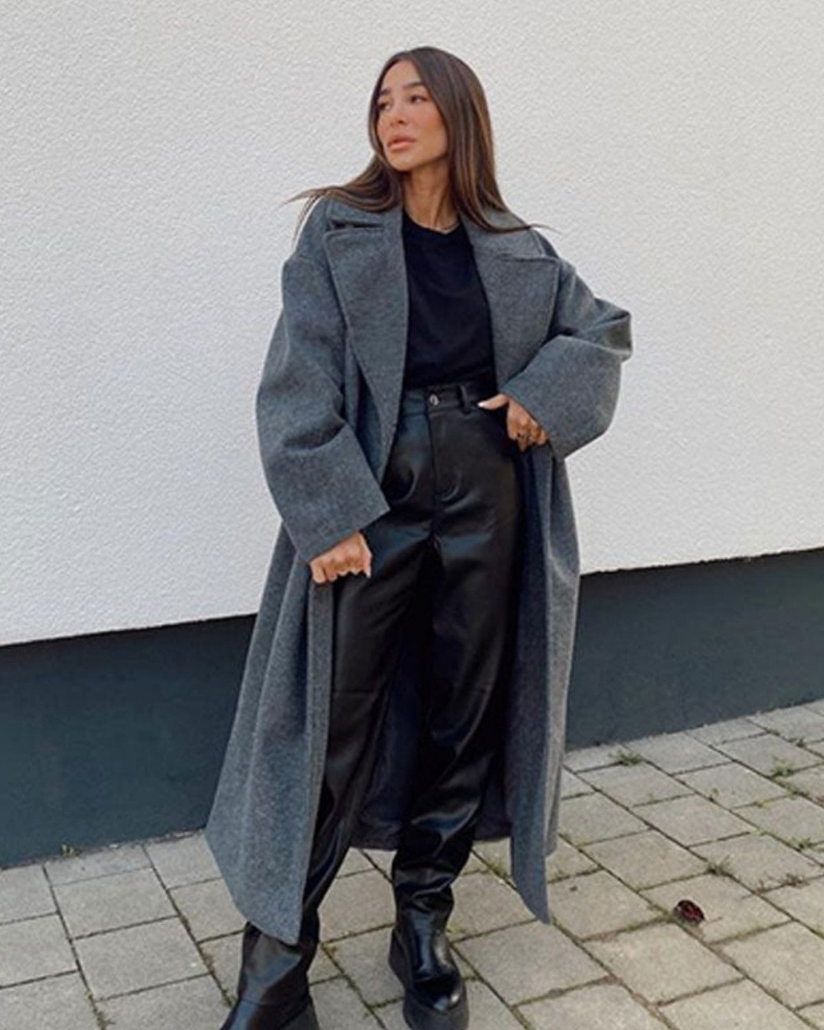 Elegante lange winterjas van hoogwaardige wol – Dames