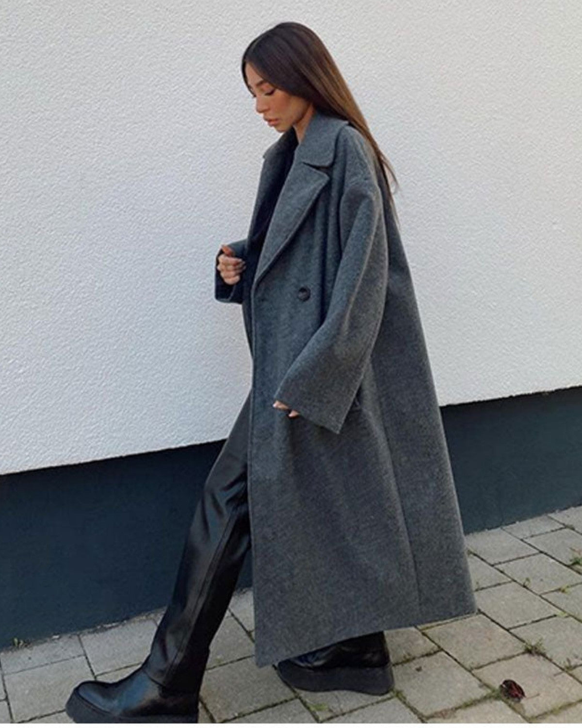 Elegante lange winterjas van hoogwaardige wol – Dames