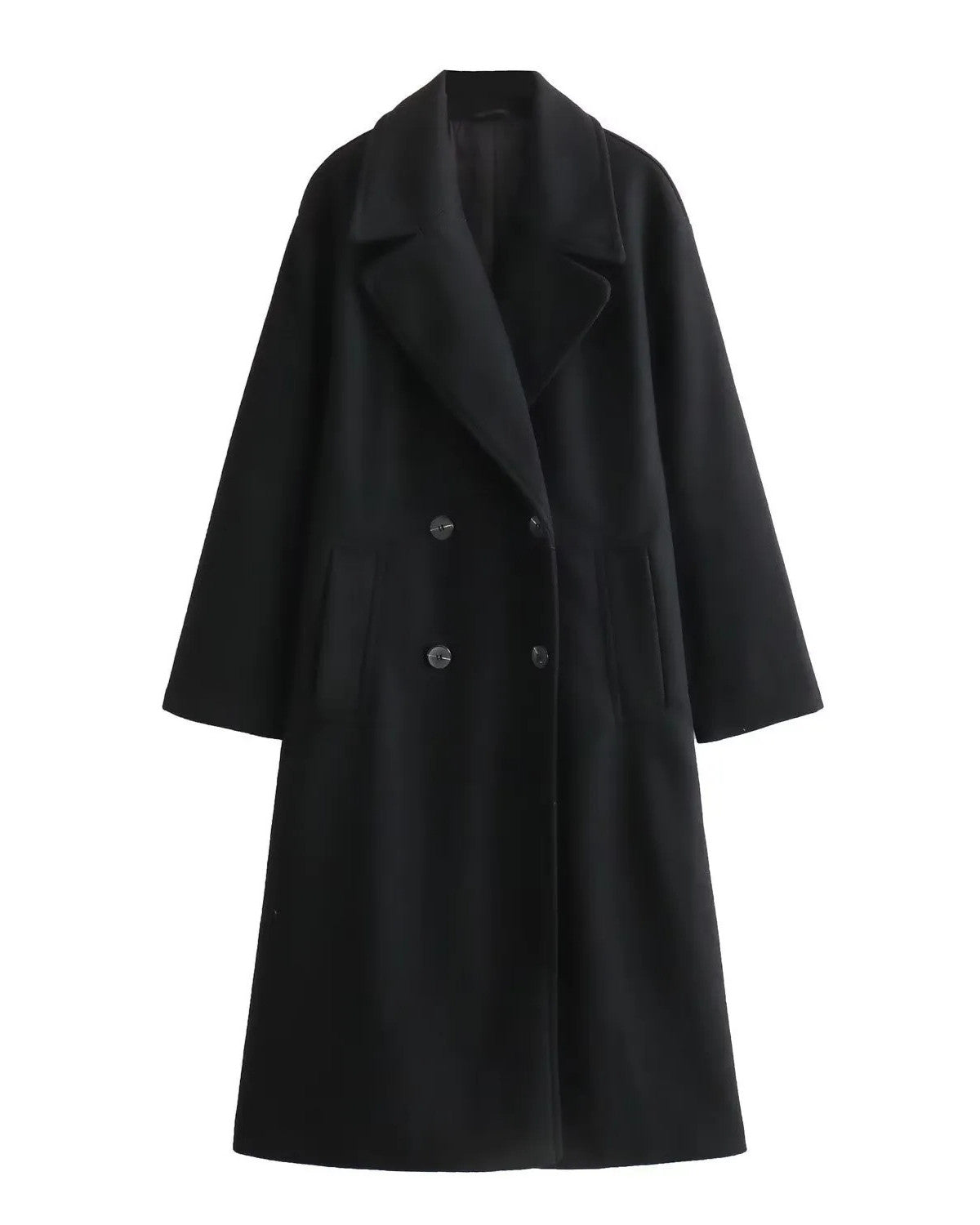 Elegante lange winterjas van hoogwaardige wol – Dames