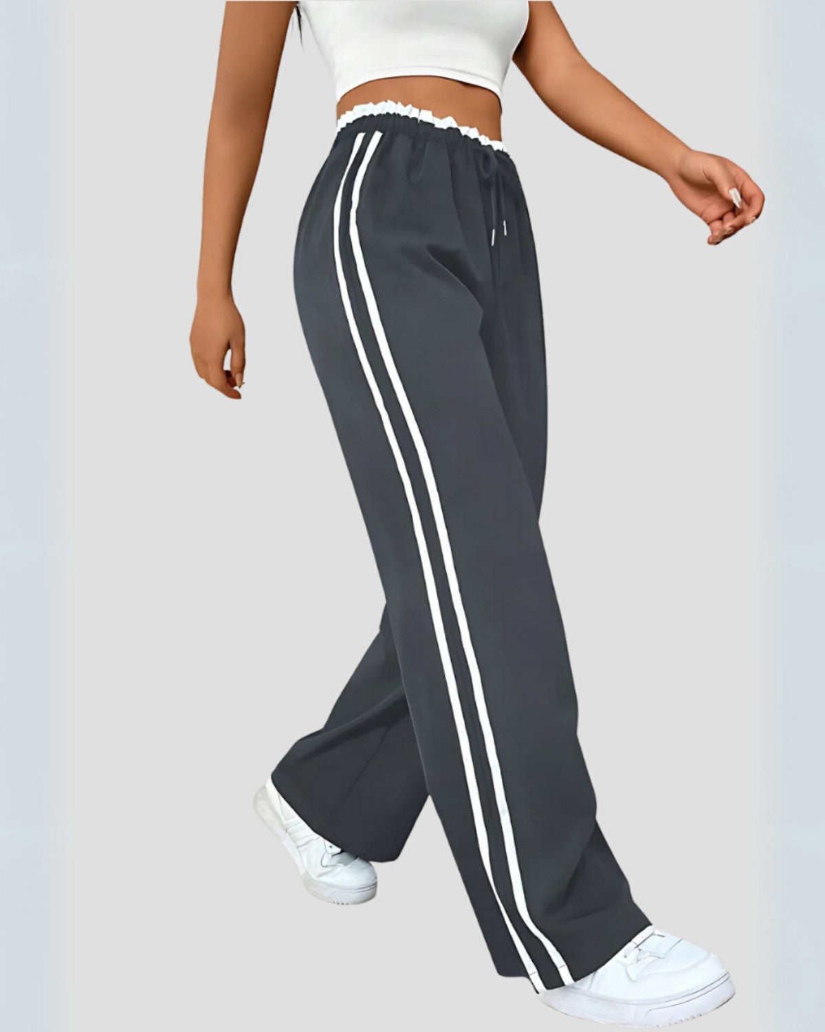 Elegante rechte broek met zijstrepen - Dames