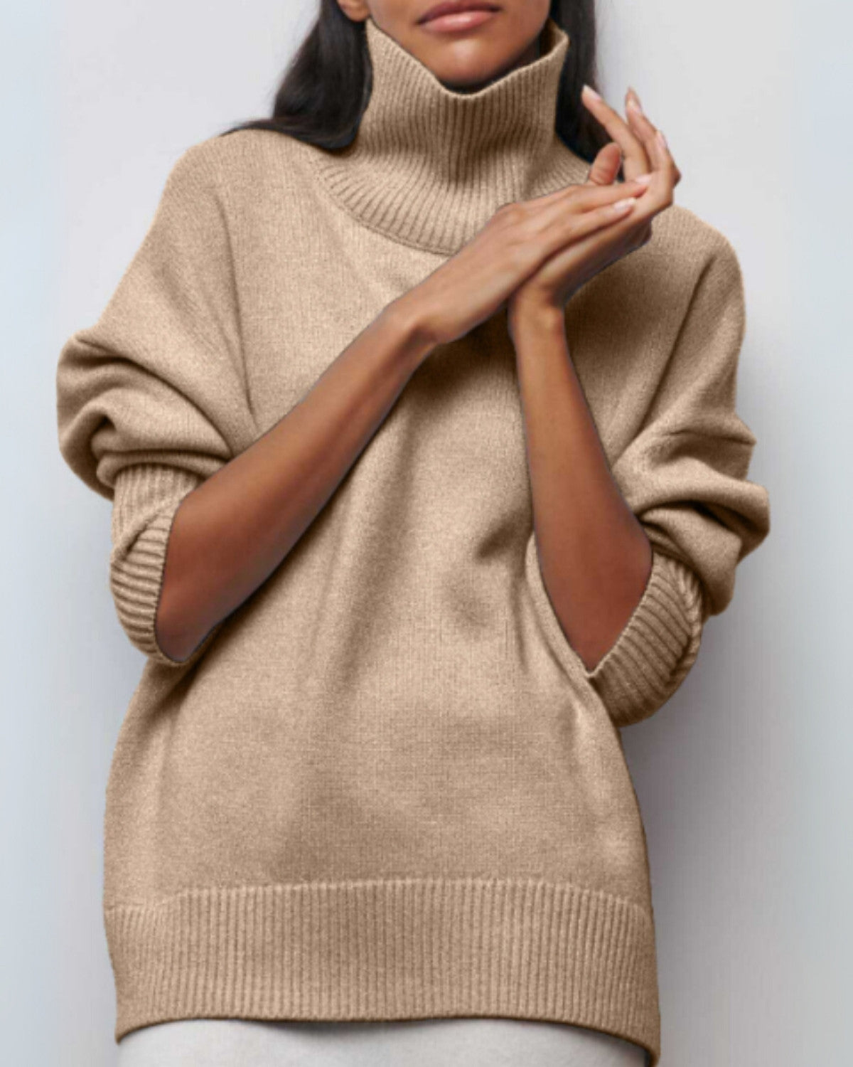 Elegante warme coltrui van wolmix voor herfst en winter – Dames