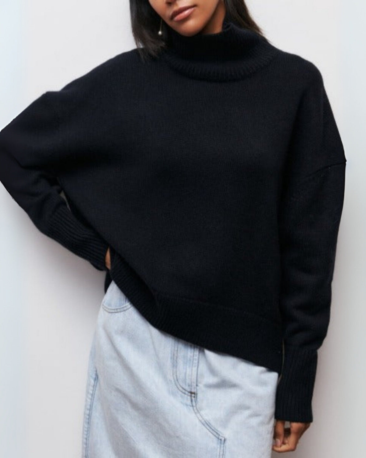 Elegante warme coltrui van wolmix voor herfst en winter – Dames