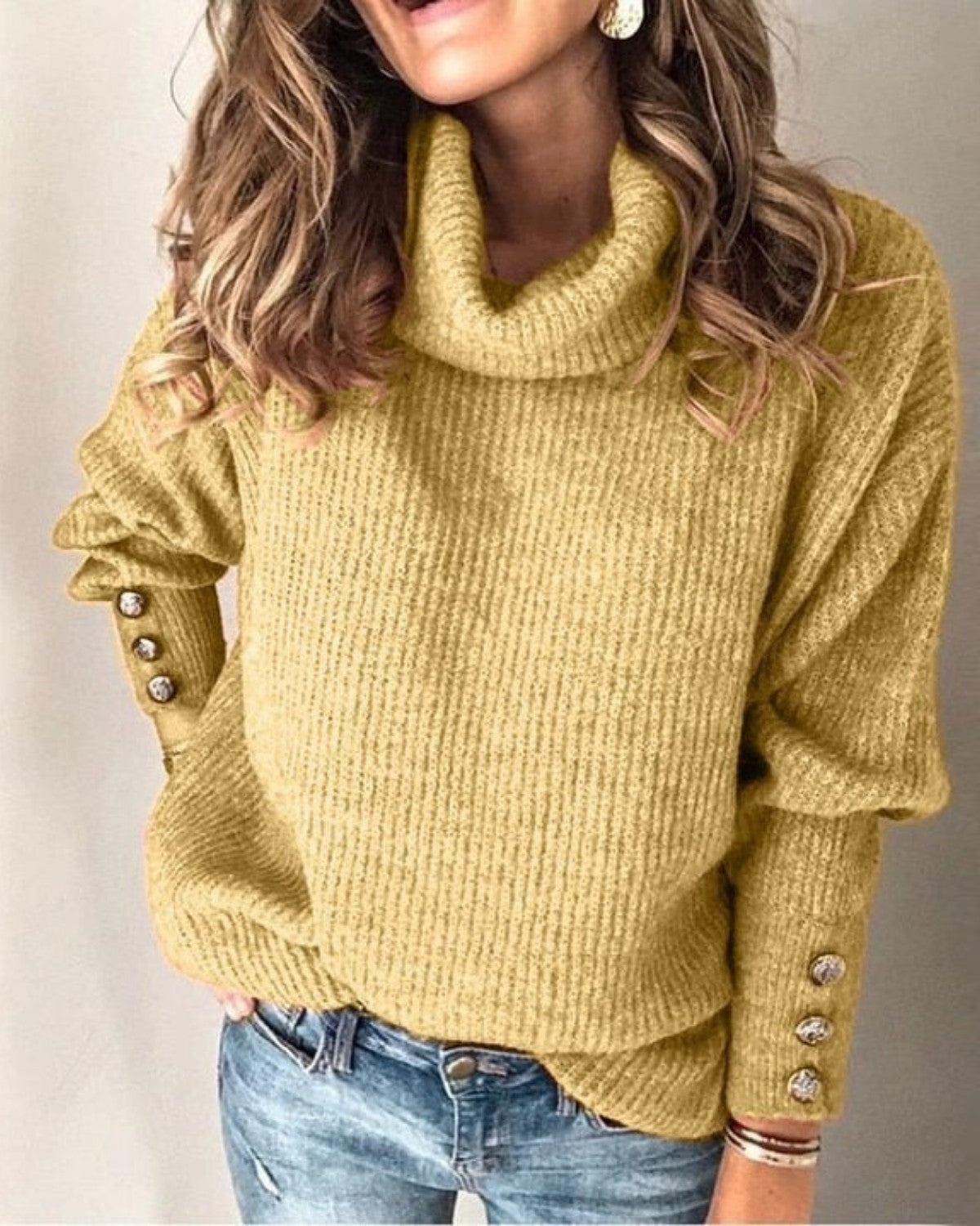 Elegante winter coltrui met stijlvolle knoopdetails – Dames
