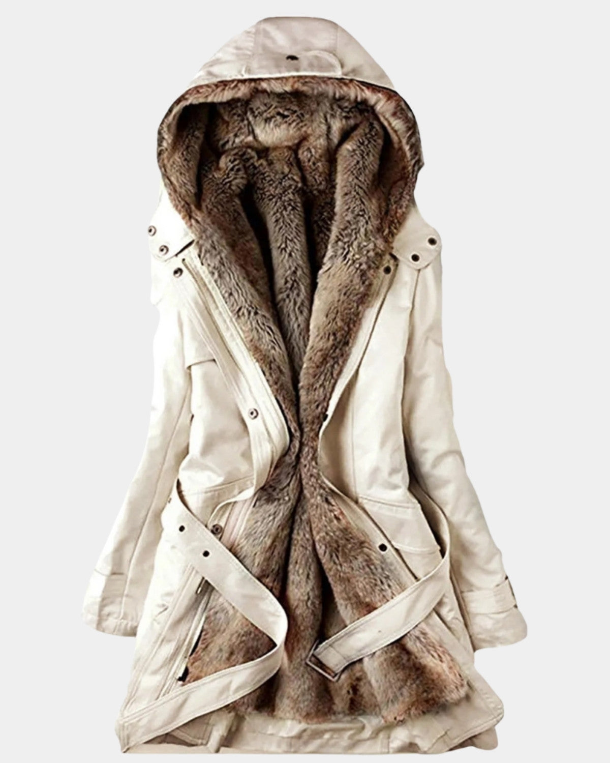 Elegante winterparka met bontvoering en capuchon – Dames