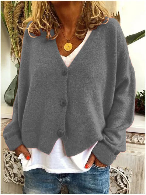 Comfortabel herfst vest met knoopsluiting en lange mouwen – Dames