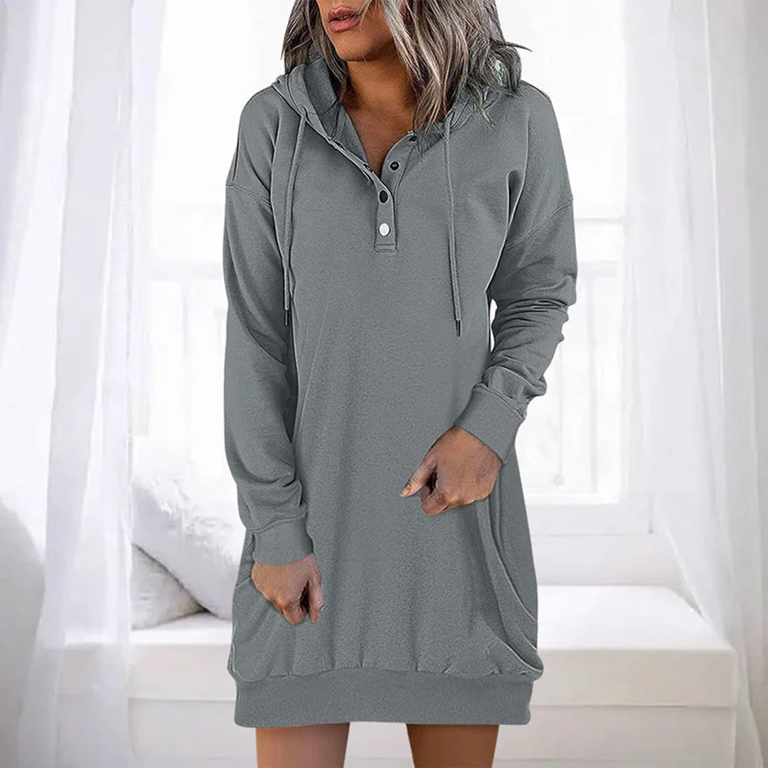 Comfortabele effen hoodie met minimalistisch design – Dames