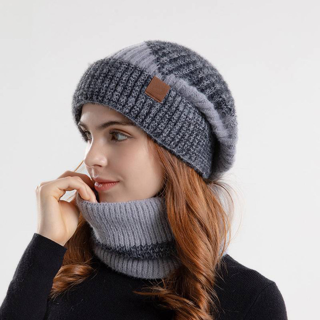 Warme muts en sjaal set met fleece voering – Dames