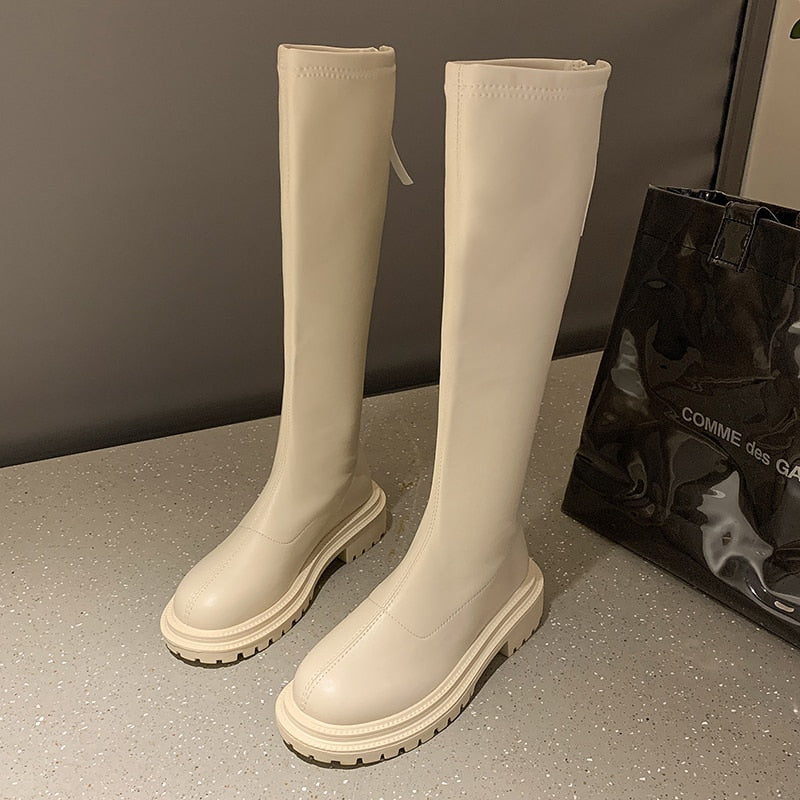 Duurzame kniehoge winterlaarzen met stevige zool – Dames