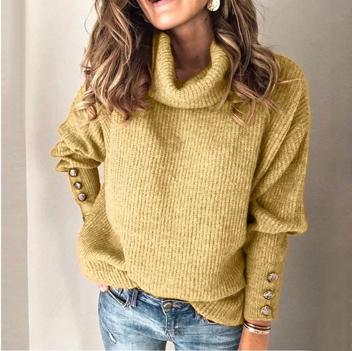 Elegante winter coltrui met stijlvolle knoopdetails – Dames