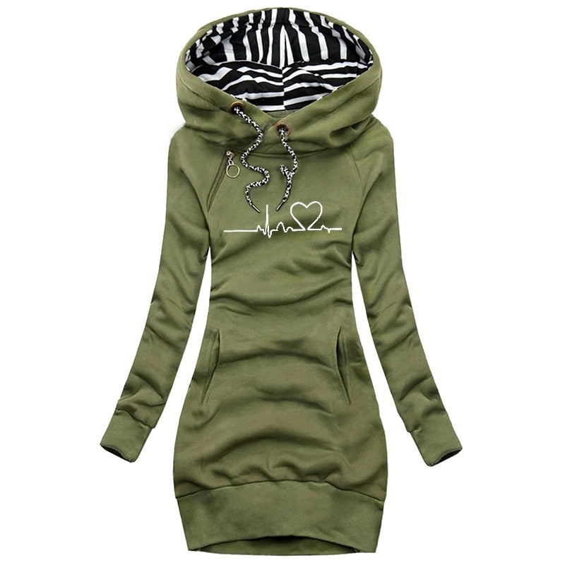 Comfortabele hoodiejurk voor de herfst met hartdetail – Dames