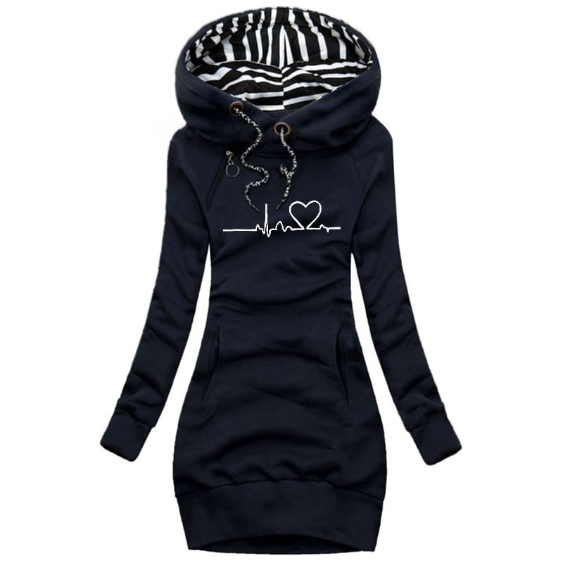 Comfortabele hoodiejurk voor de herfst met hartdetail – Dames