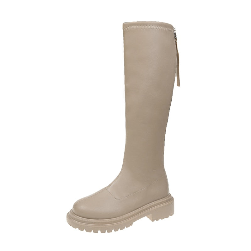 Duurzame kniehoge winterlaarzen met stevige zool – Dames