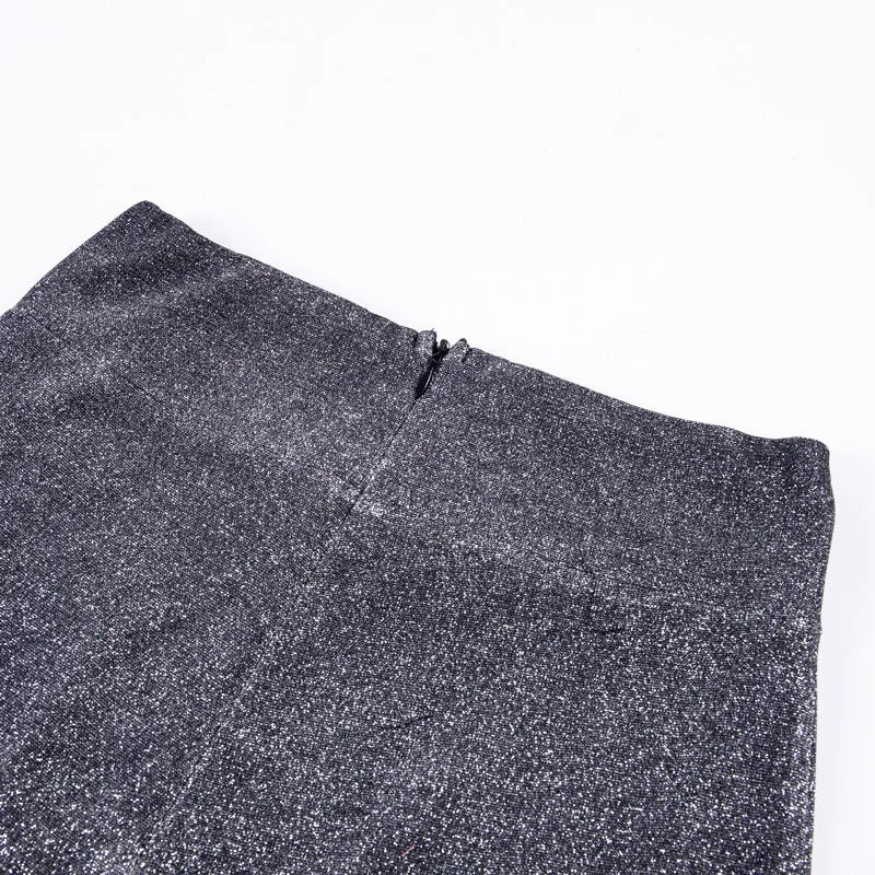 Stijlvolle hoge taille glitter broek - Dames