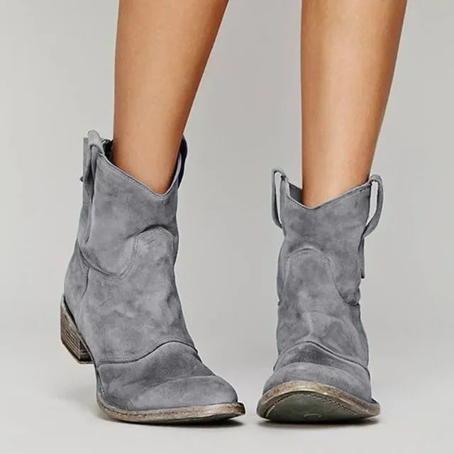 Leren enkellaarsjes in westernstijl – Dames