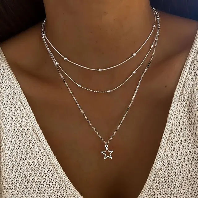 Elegante halsketting set met maan- en sterrendetails - Dames