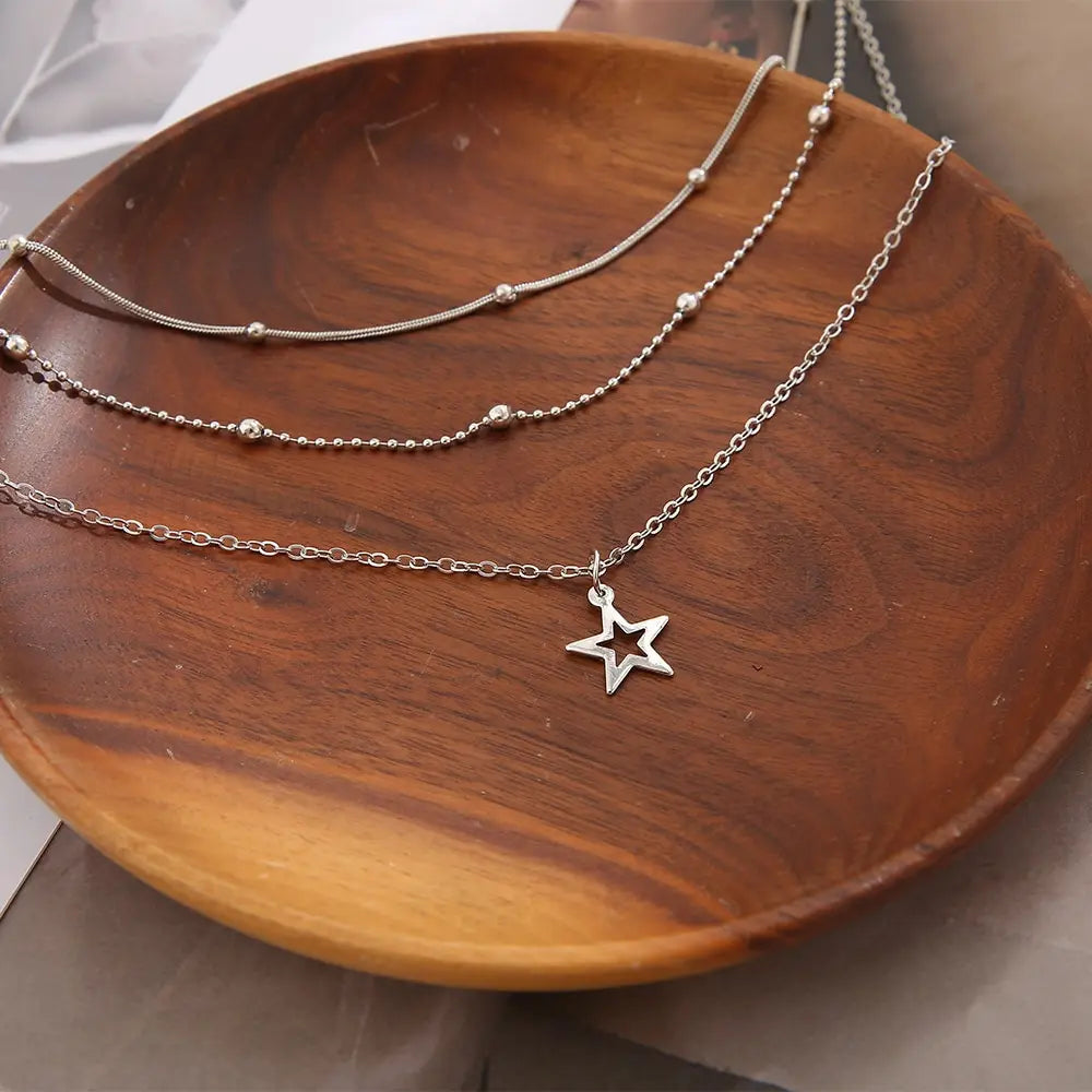 Elegante halsketting set met maan- en sterrendetails - Dames