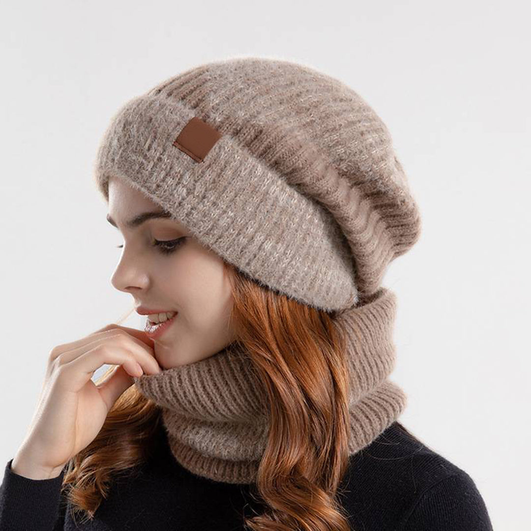 Warme muts en sjaal set met fleece voering – Dames