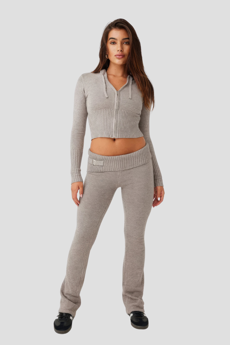 Comfortabele set van warme stof met rits - Dames