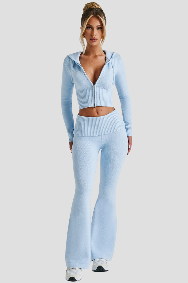 Comfortabele set van warme stof met rits - Dames