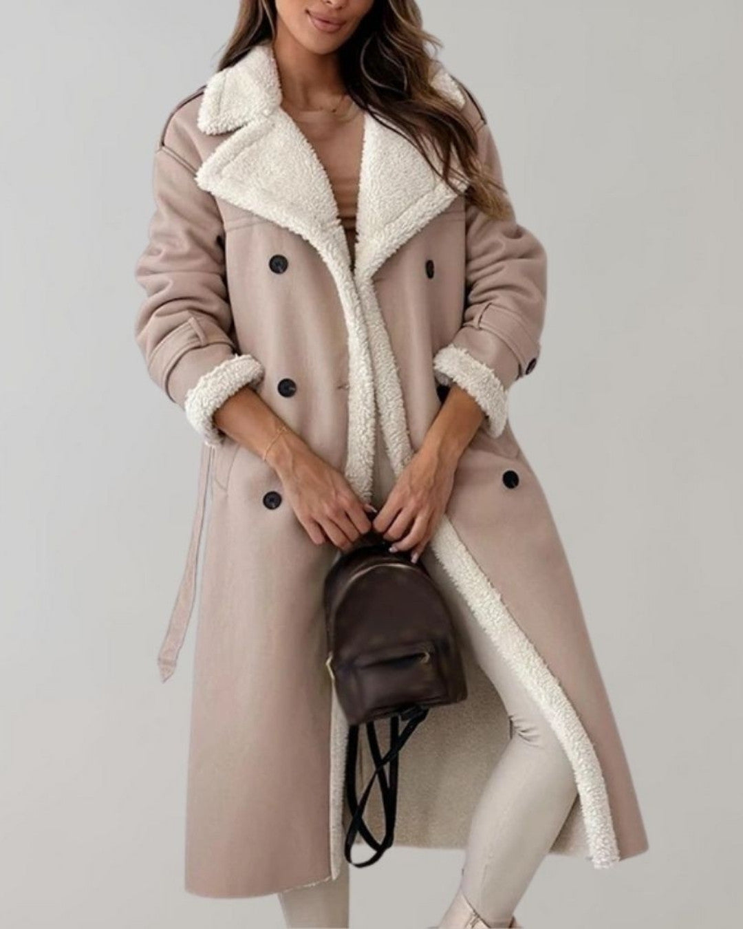 Lange elegante winterjas met gevoerde binnenkant – Dames