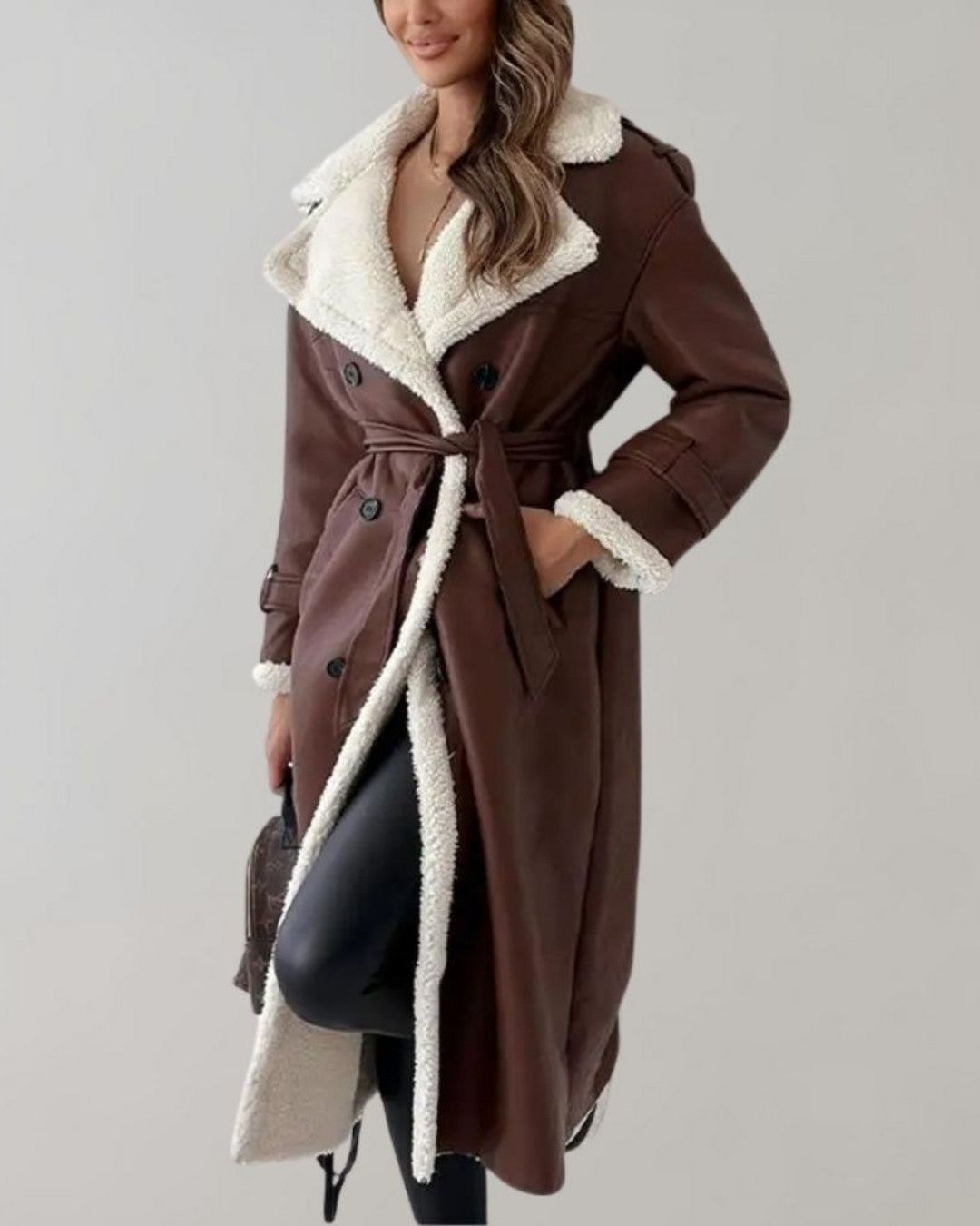 Lange elegante winterjas met gevoerde binnenkant – Dames